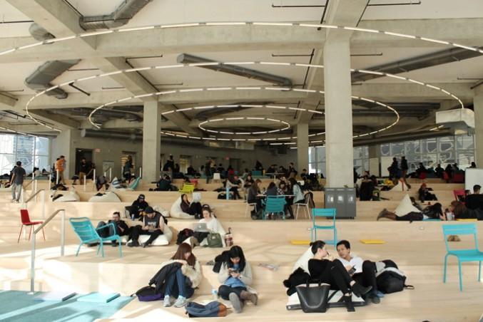 The SLC beach floor, where students are studying