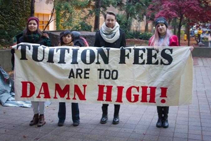 Students protest high tuition fees as part of last year’s Freeze the Fees campaign. PHOTO: STEPHEN ARMSTRONG