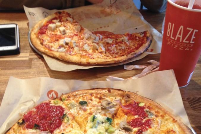 Two signature pies at Rye’s newest joint Blaze Pizza. PHOTO: ALANNA RIZZA