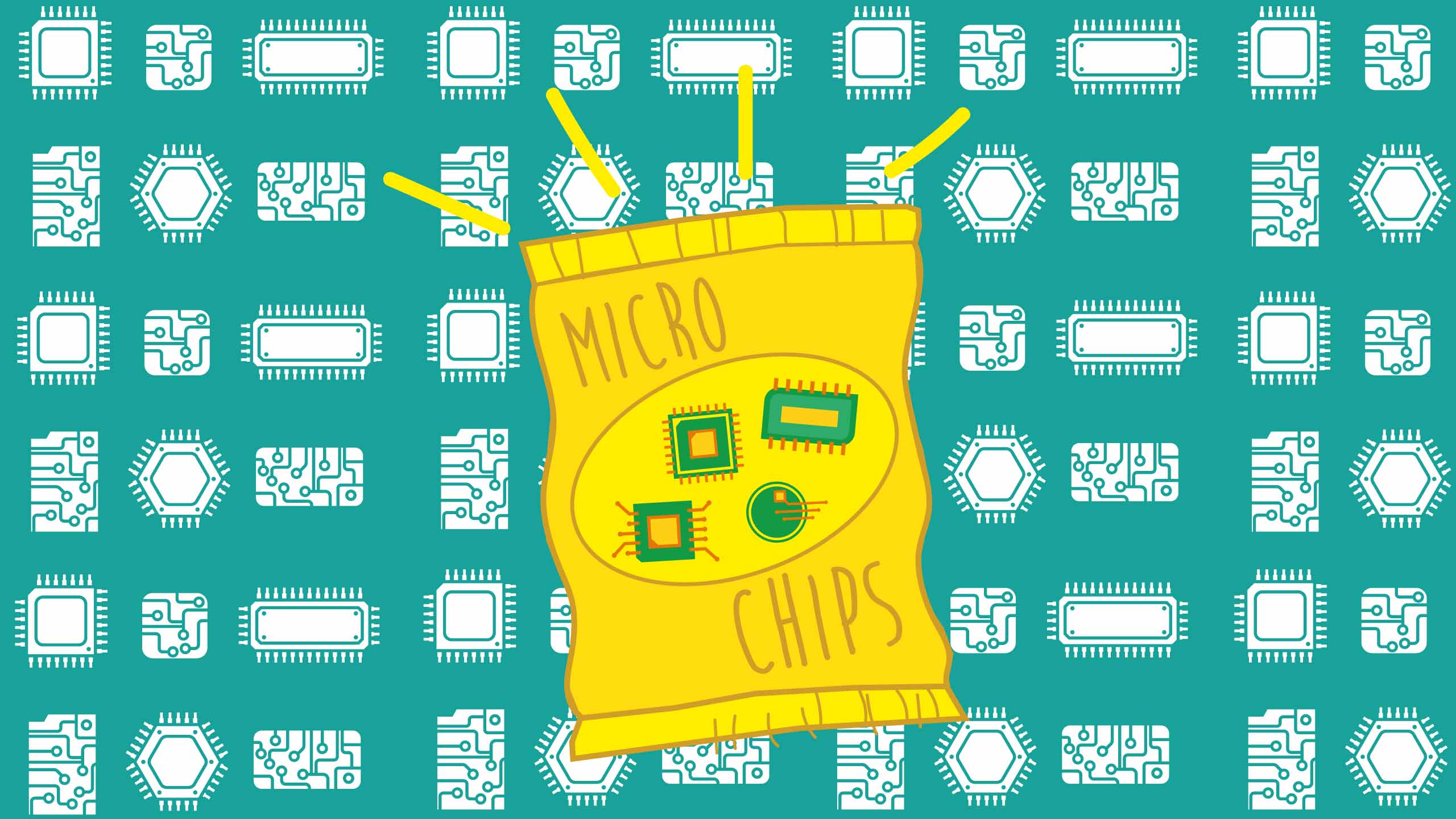 A bag of chips filled with microchips