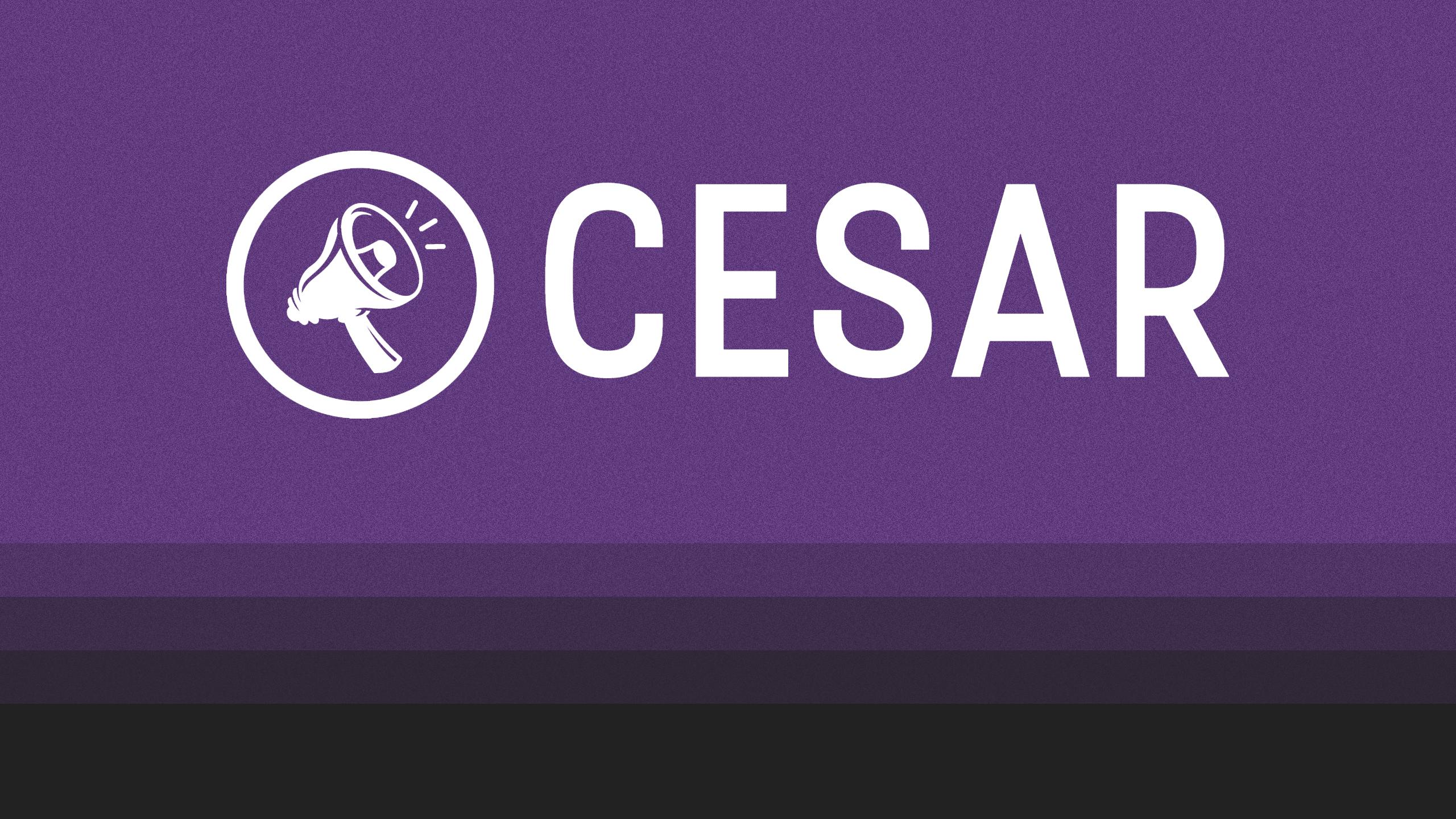 An illustration of the CESAR logo on a purple background