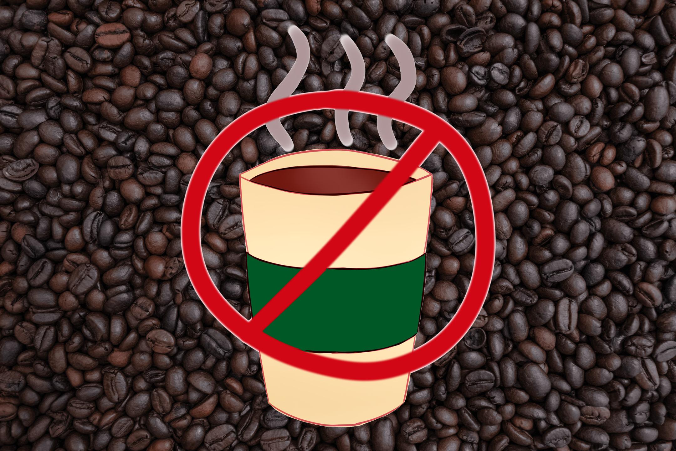 Coffee cup with cancelled sign on it
