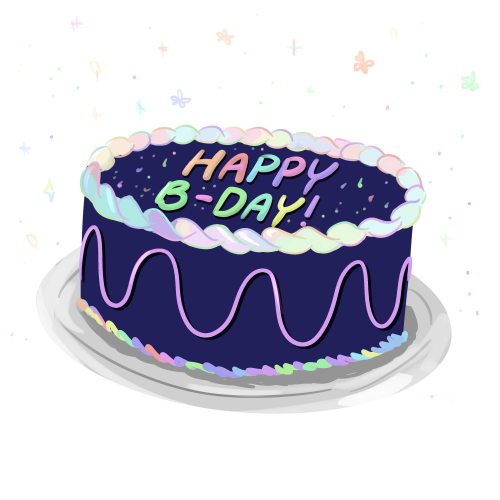 An illustration of a birthday cake. 