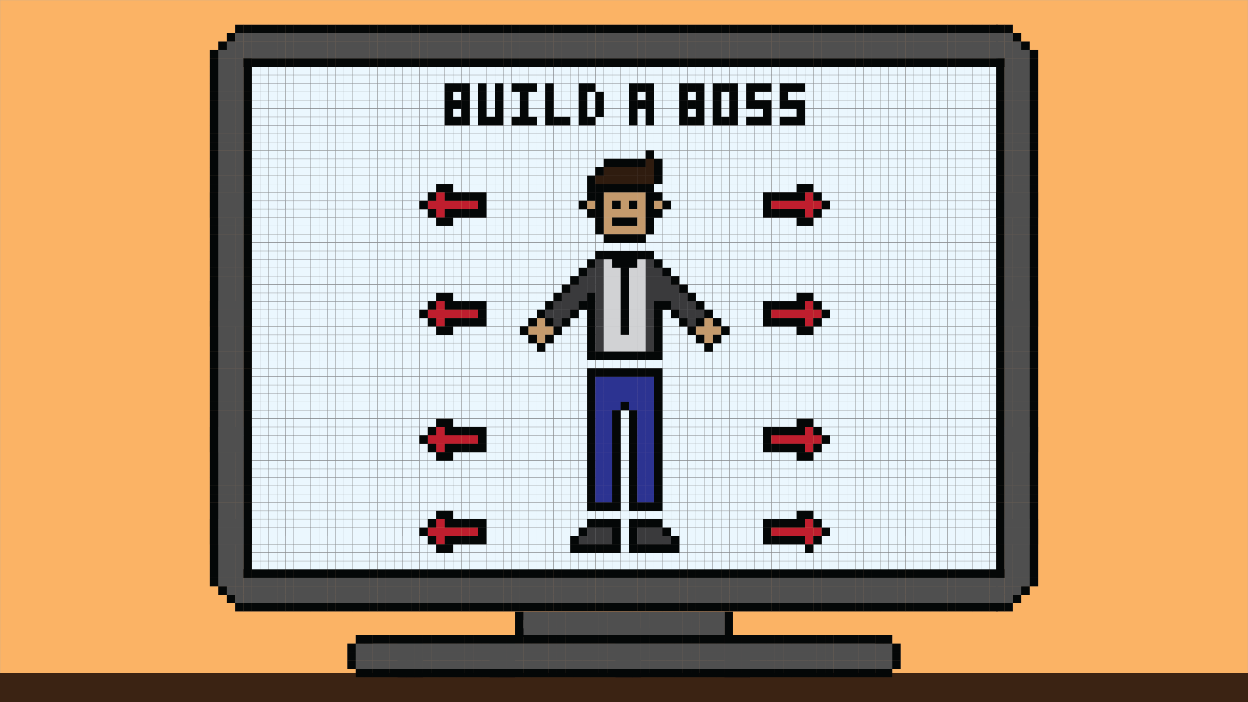 A character customization screen that says "build a boss"