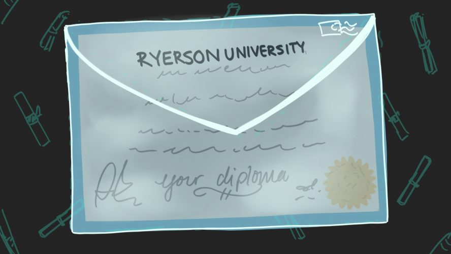 X-Ray vision into an envelope. Envelope contains a Ryerson University diploma.