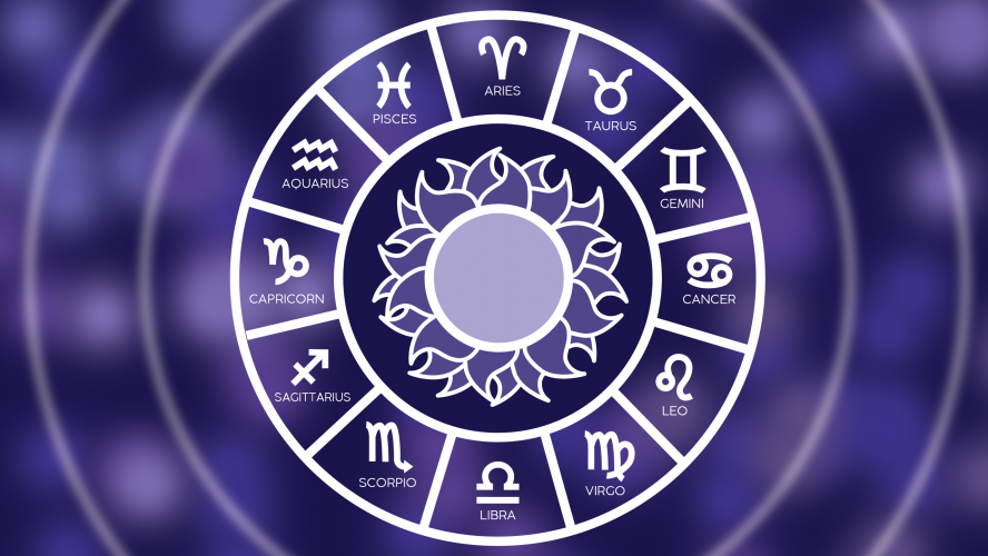 Illustrated with the 12 different zodiac symbols