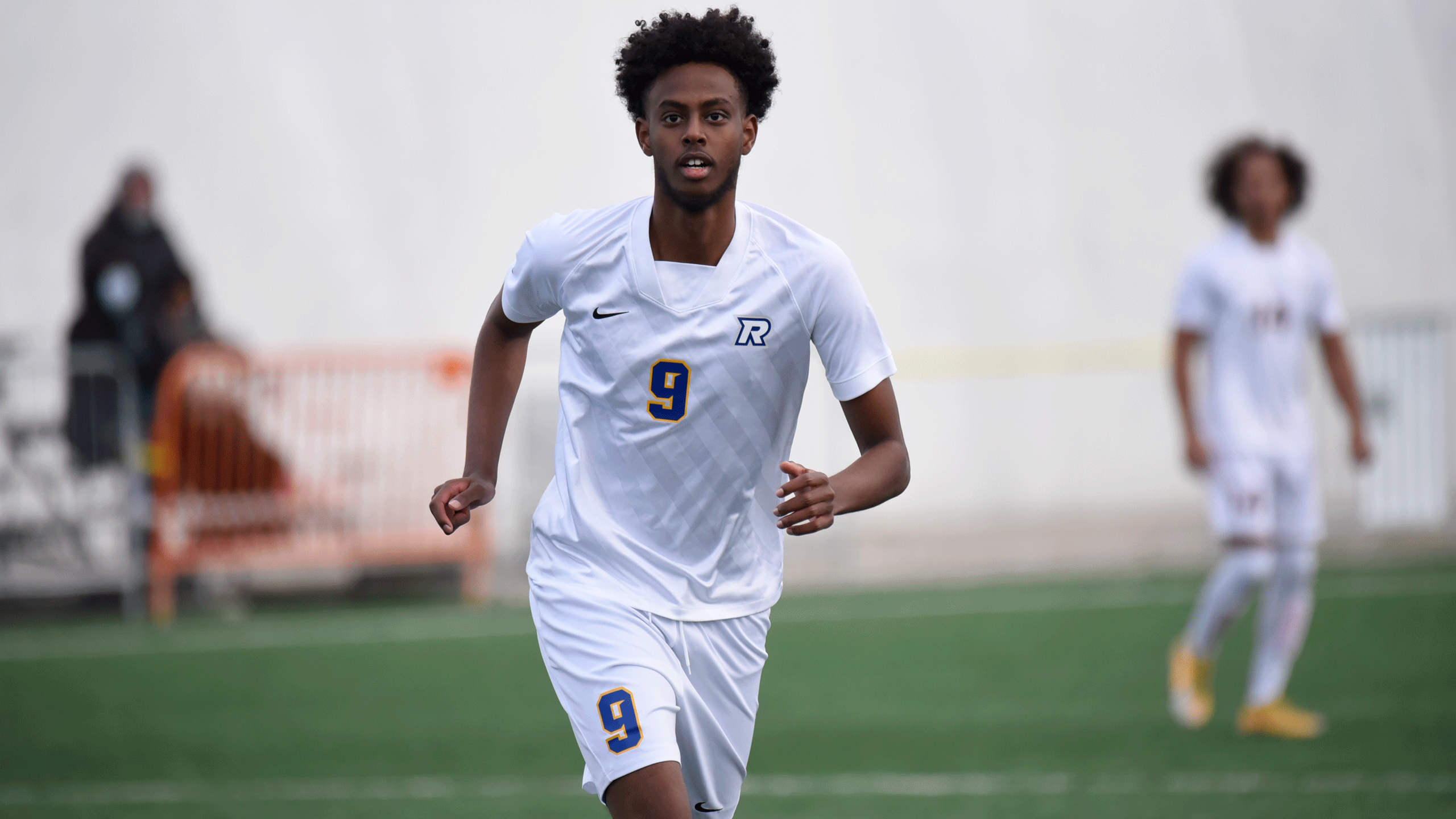 Rams men's soccer player in a white jersey
