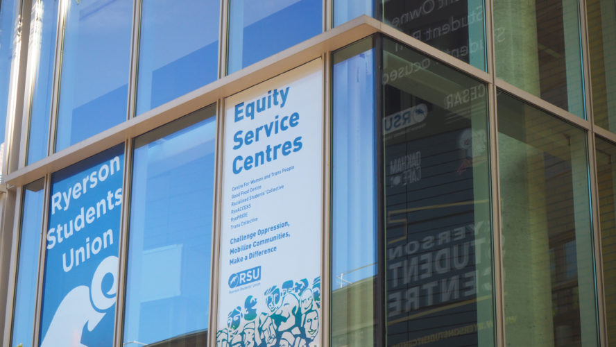The Equity Service Centres banner on the Student Campus Centre building