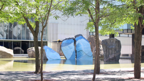 A photo of an art installation on the rocks at Lake Devo.