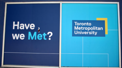 A TMU advertisement that says "Have we met?" next to the TMU logo.