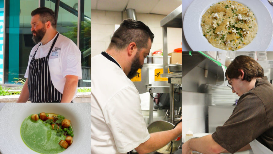Collage of dishes and the cooking process at Summerlicious.