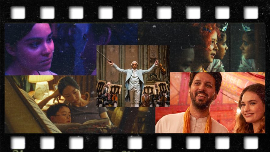 Collage of movies stills placed in a film strip