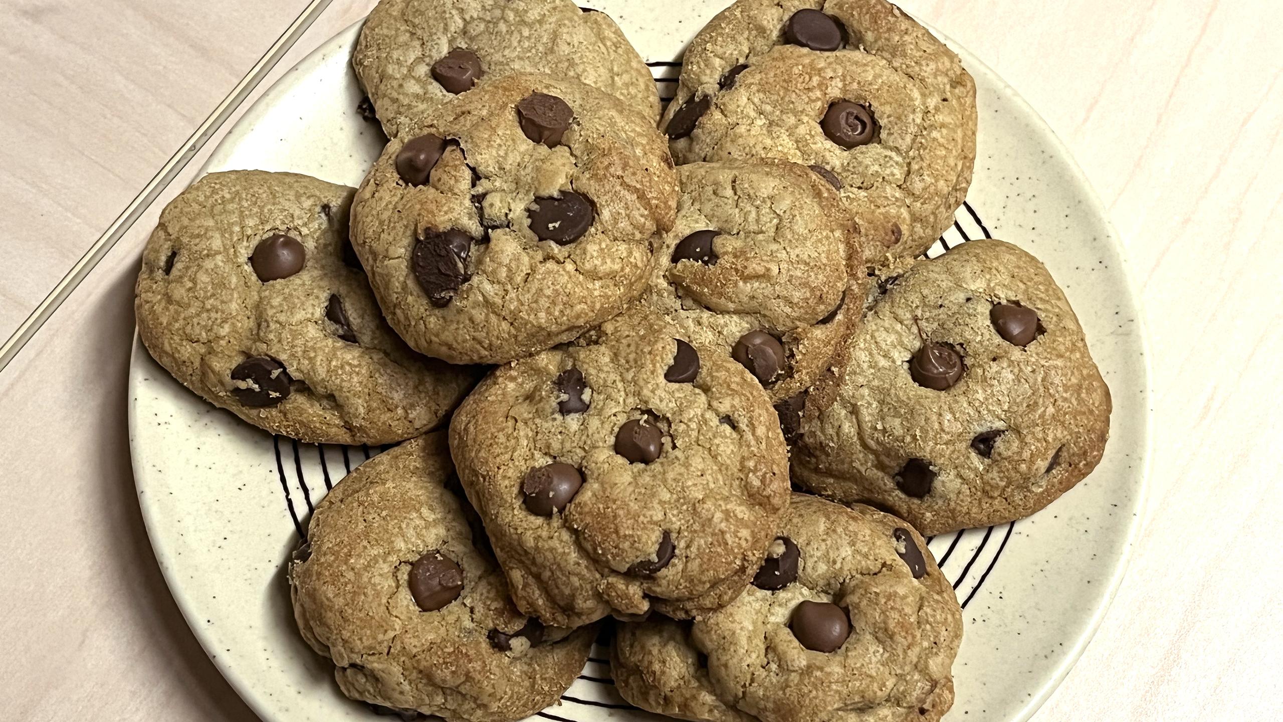 an image of chocolate chip cookies on a plate