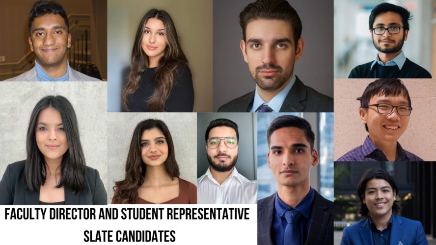 10 headshots of TMSU candidates with text reading "Faculty director and student representative slate candidates"