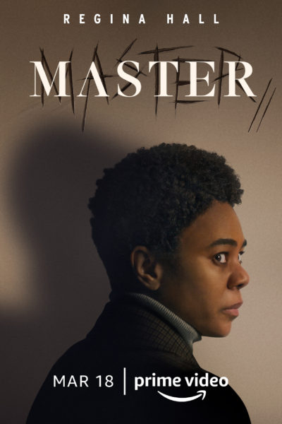 Master movie poster. Close up of actress Regina Hall looking behind her.