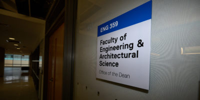 Sign of The faculty of engineering and architectural science at TMU