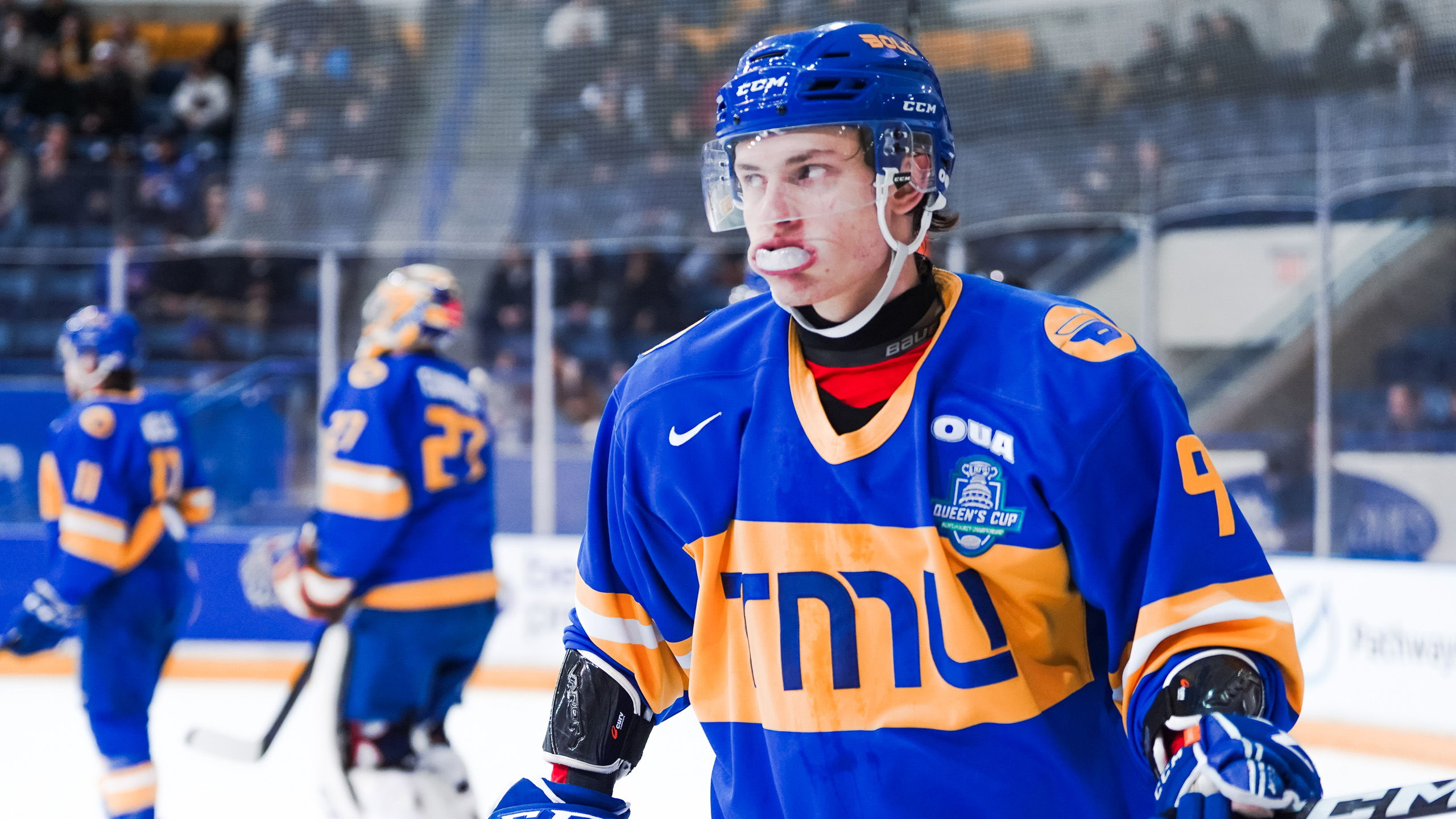 TMU forward Daniil Grigorev skates on the ice