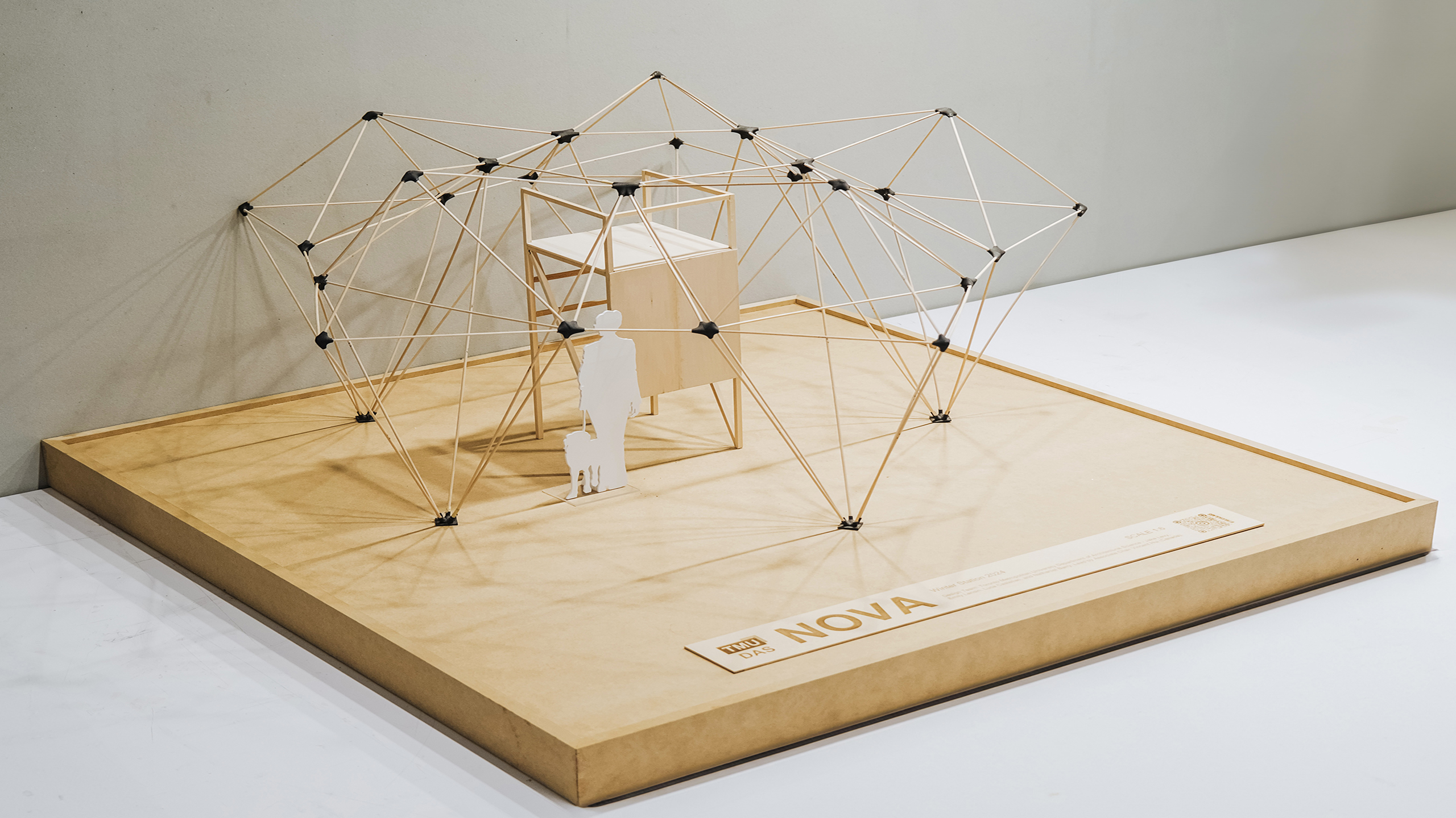 A wooden miniature scaled model of NOVA structure.