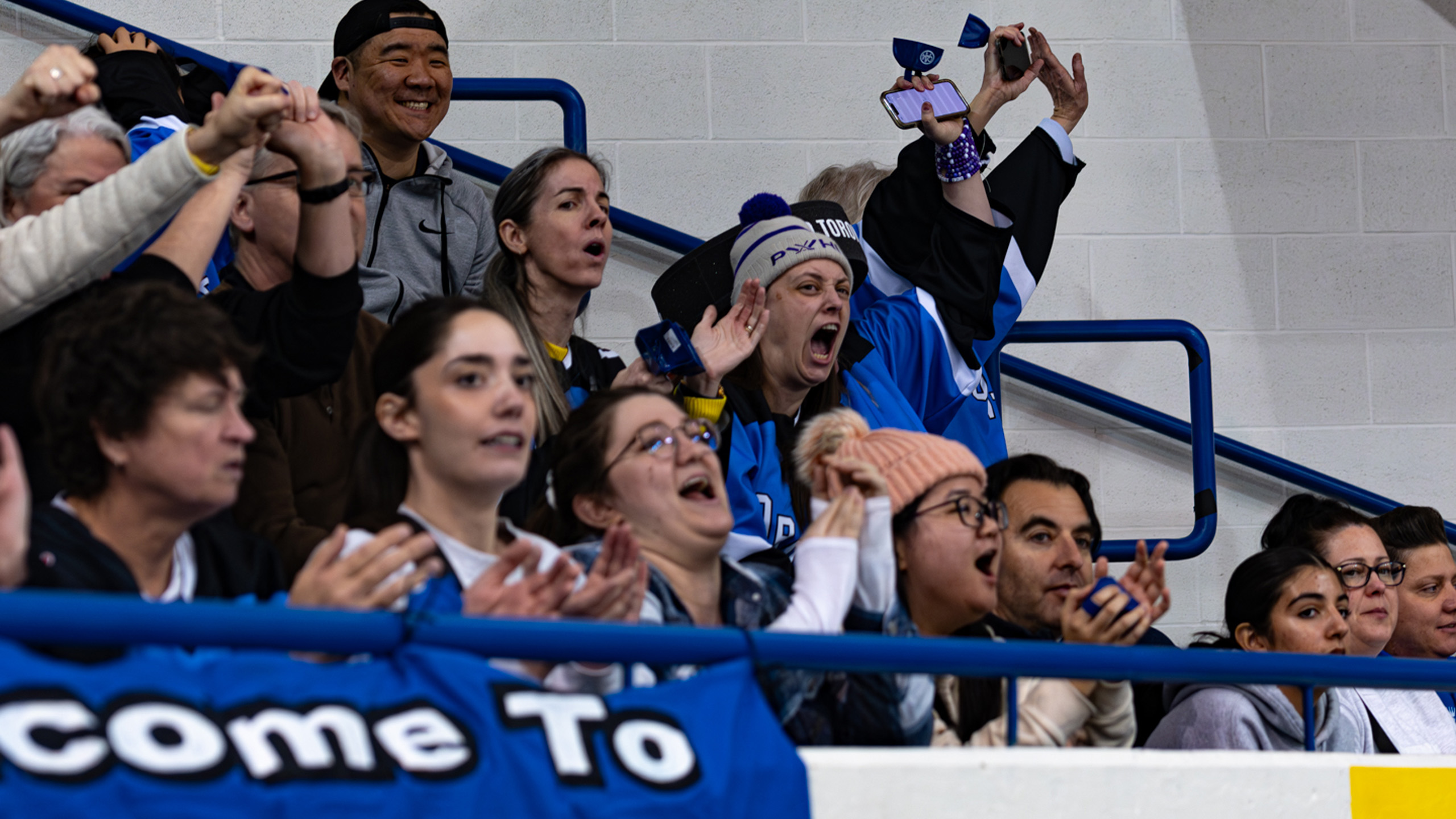 PWHL Toronto fans scream and cheer on the team