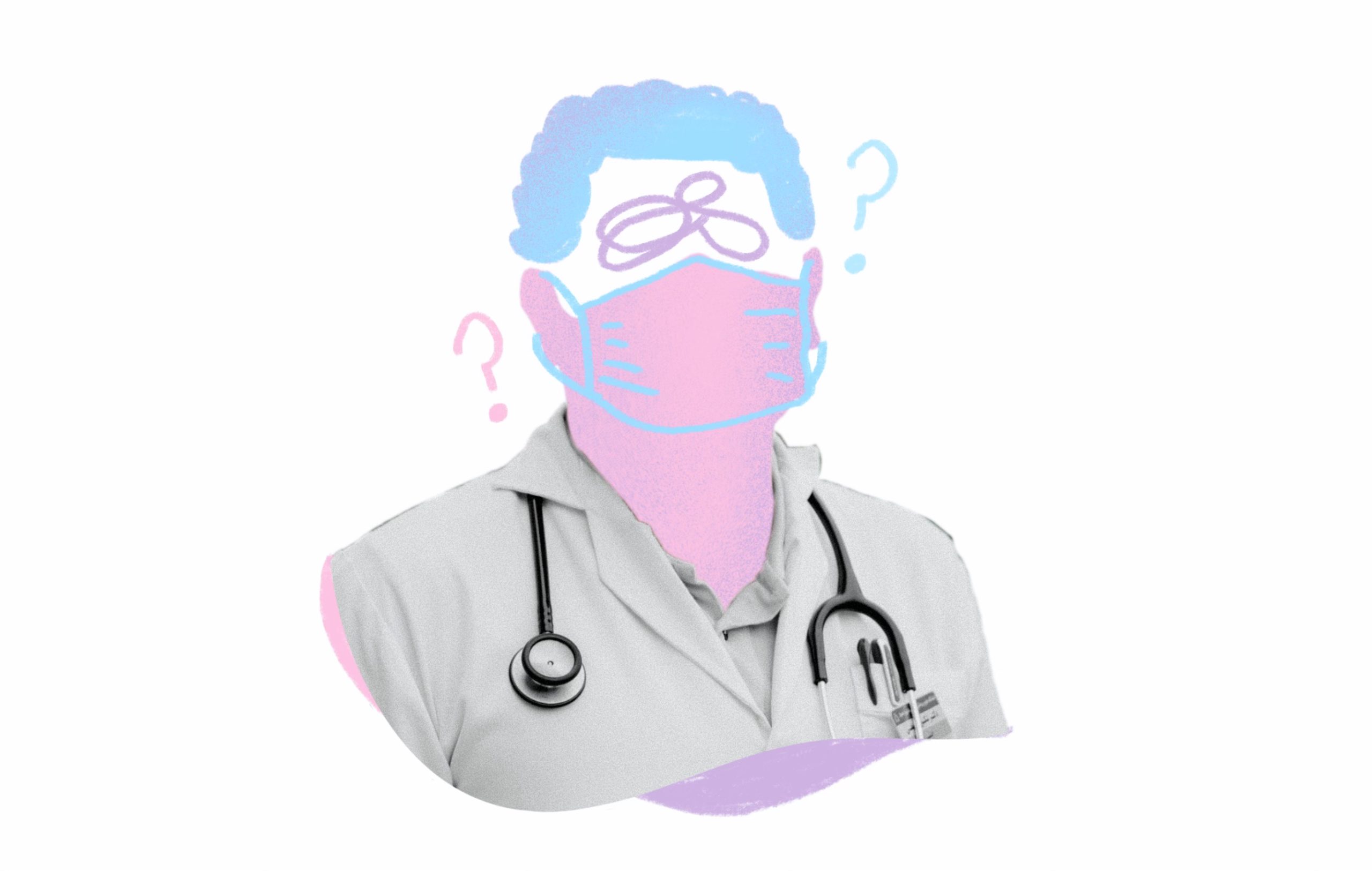 A photo illustration abstractly depicting a doctor.