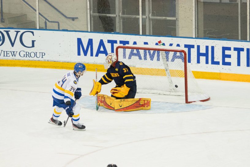 Connor Bowie scores in the shootout against Queen's