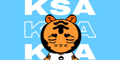 graphic of the korean student association with illustrated tiger mascot