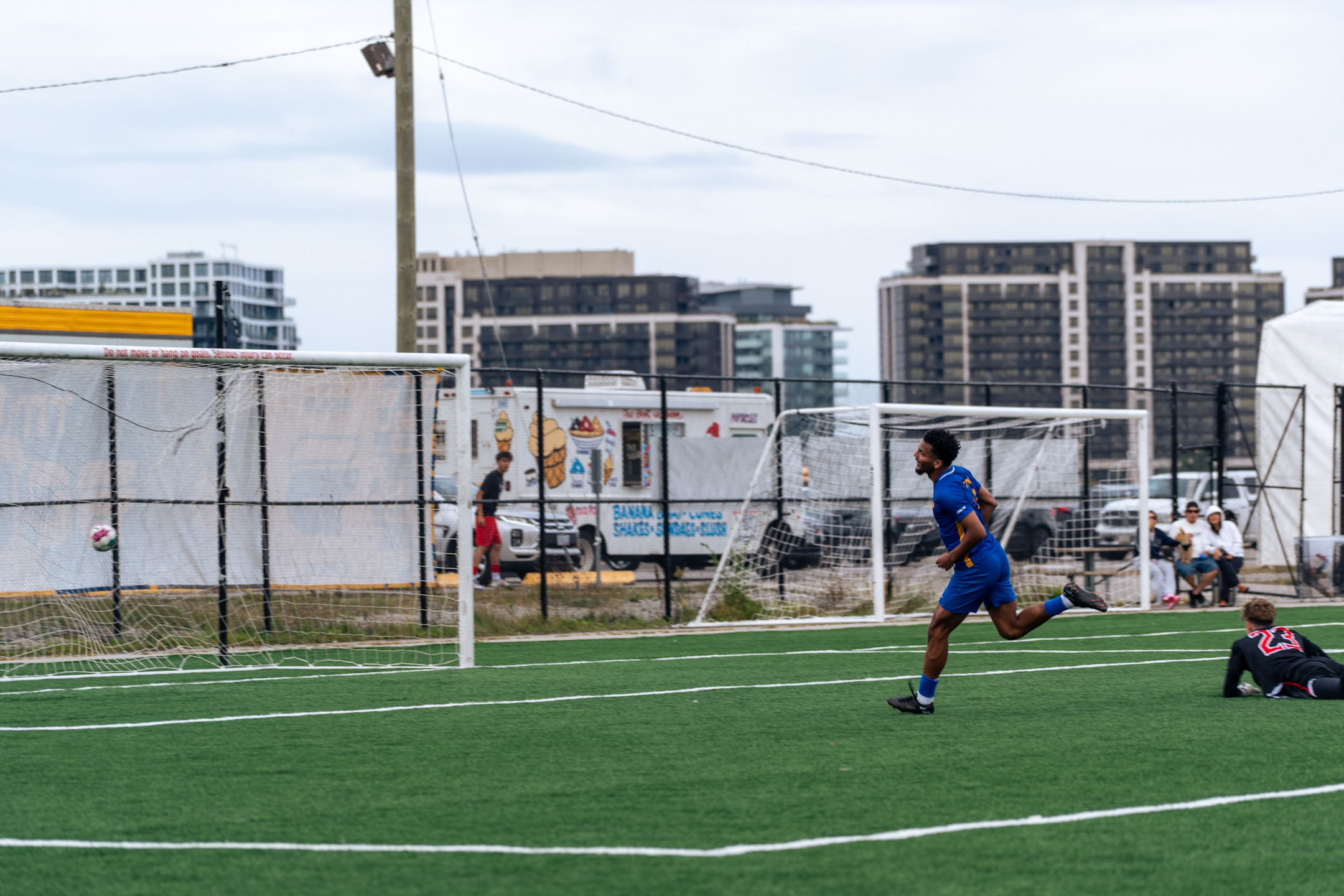 Jevontae Layne scoring his third goal of the night