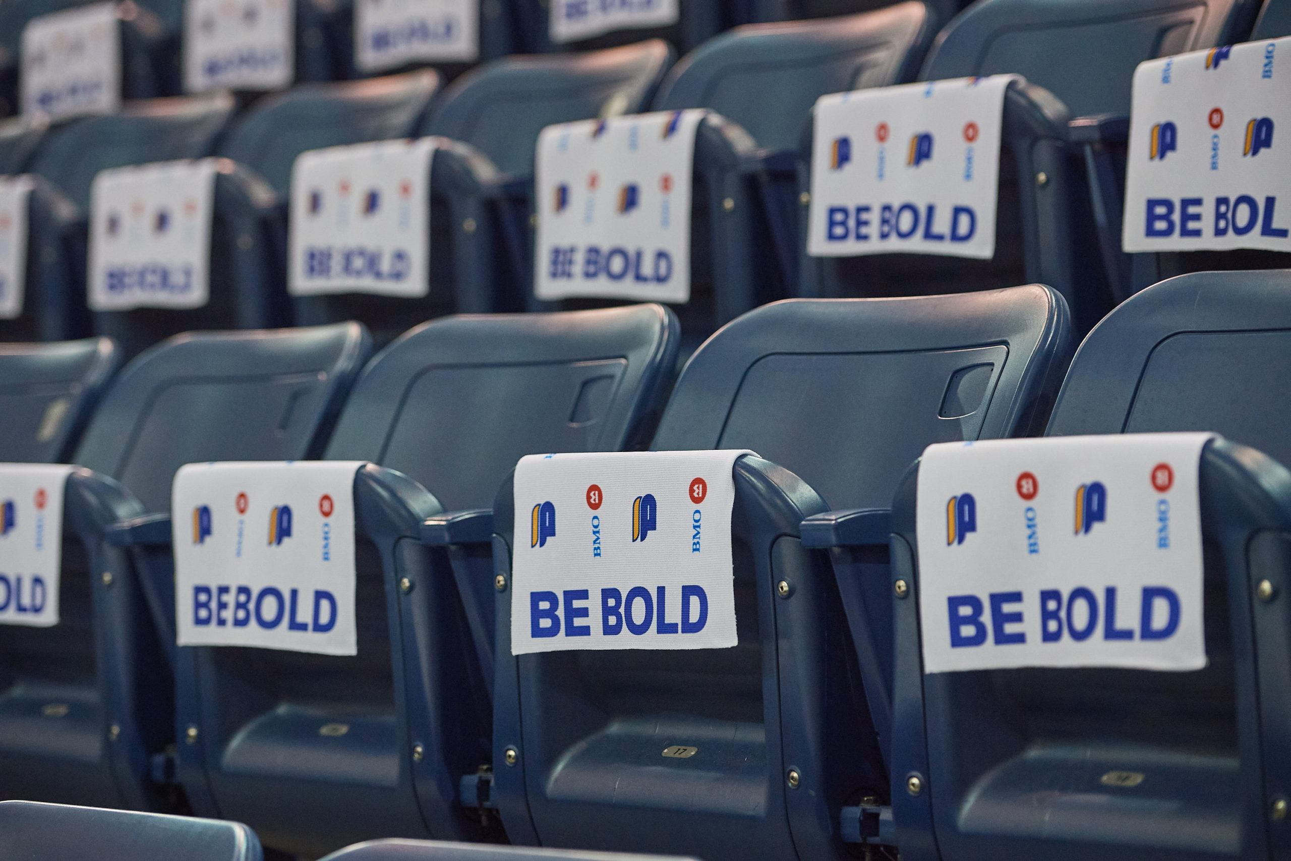 Chairs at the MAC with Bold's rally towels