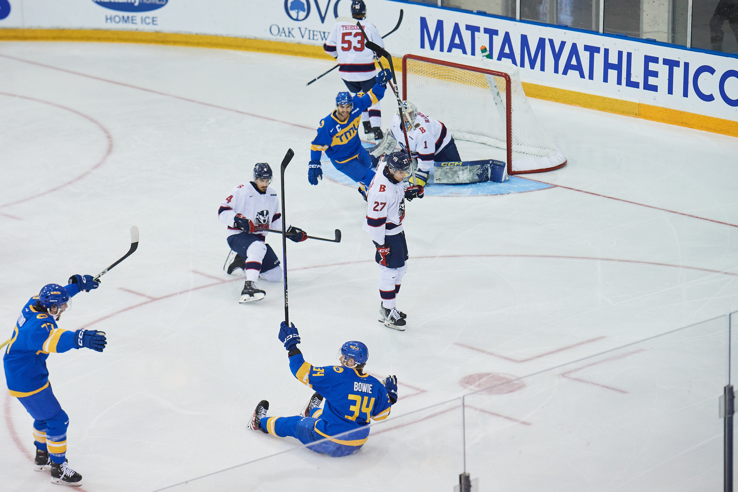 Connor Bowie celebrating his first goal of the game