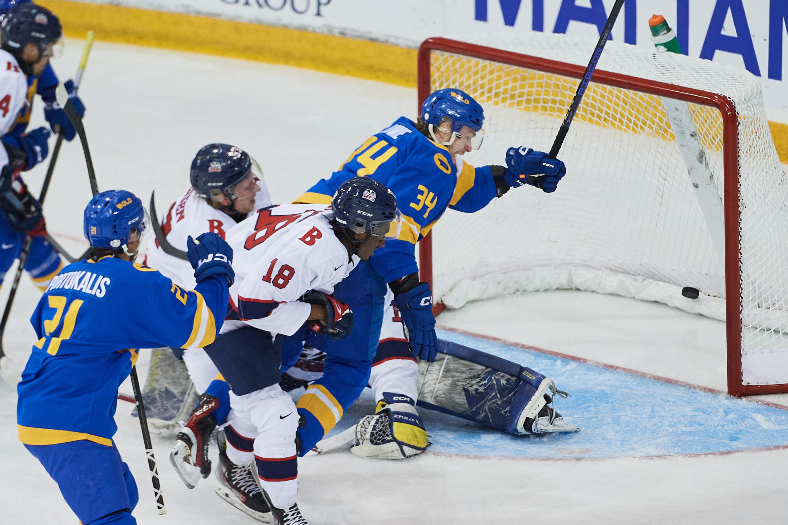 Connor Bowie celebrating his second goal of the night