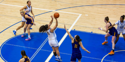 Kait Nichols shooting 2 points for the TMU Bold