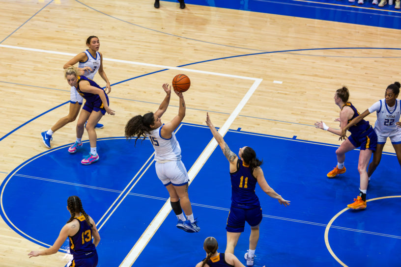 Kait Nichols shooting 2 points for the TMU Bold