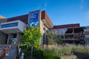 The outside of the school of medicine.