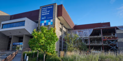 The outside of the school of medicine.