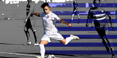 Abdallah El Chanti shoots a soccer ball