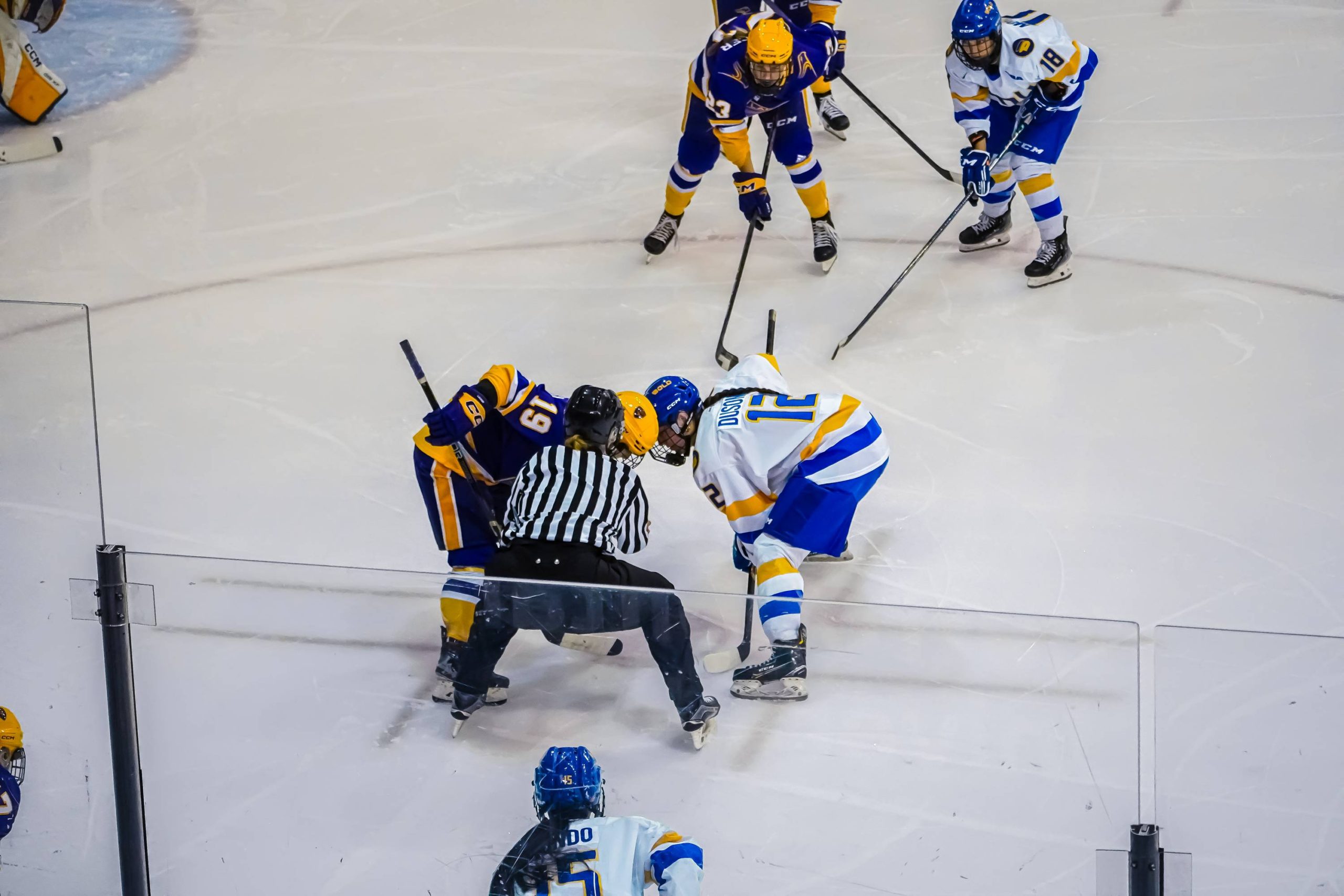 2 players in the face-off circle