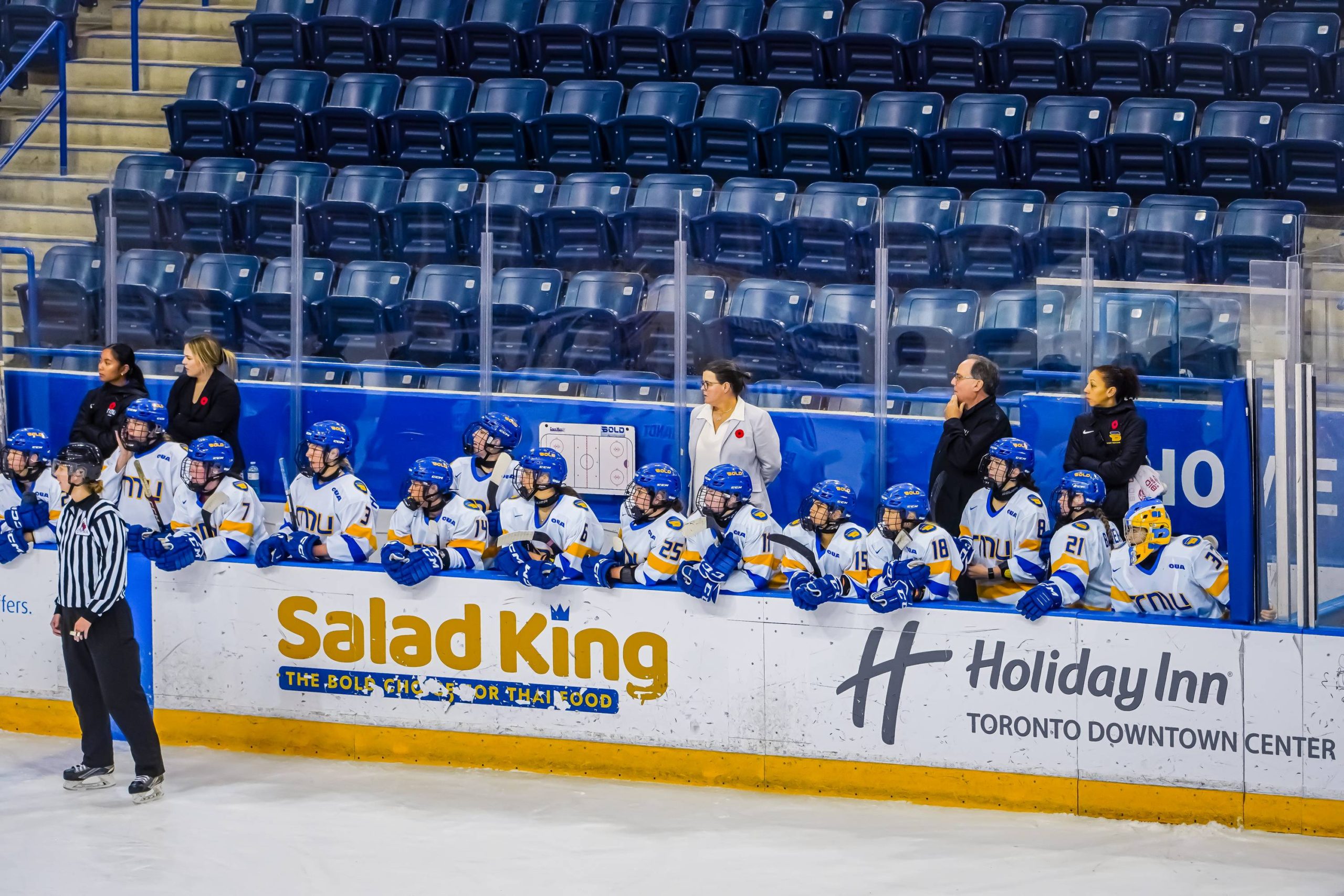 the TMU Bold bench expecting the game