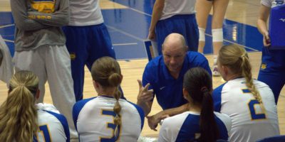 Dustin Reid giving instructions to his players