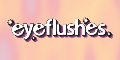 A graphic that reads 'Eyeflushes' over a pink and orange gradient.