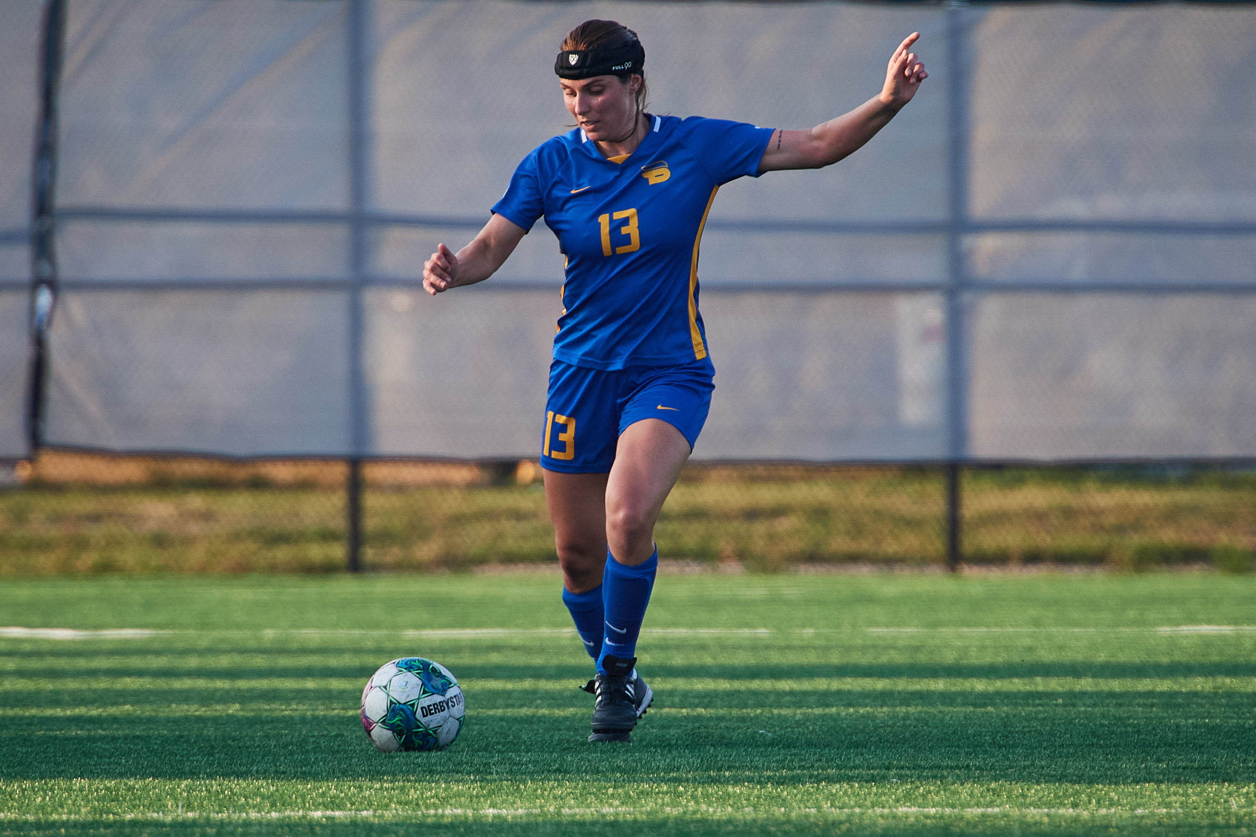 Emily Porteous prepares to kick a ball