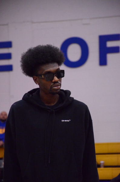 Chris Boucher wearing sunglasses inside the MAC