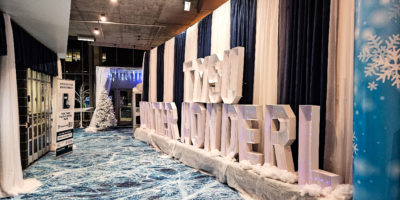 An image of the lobby in the student centre on campus of winter wonderland