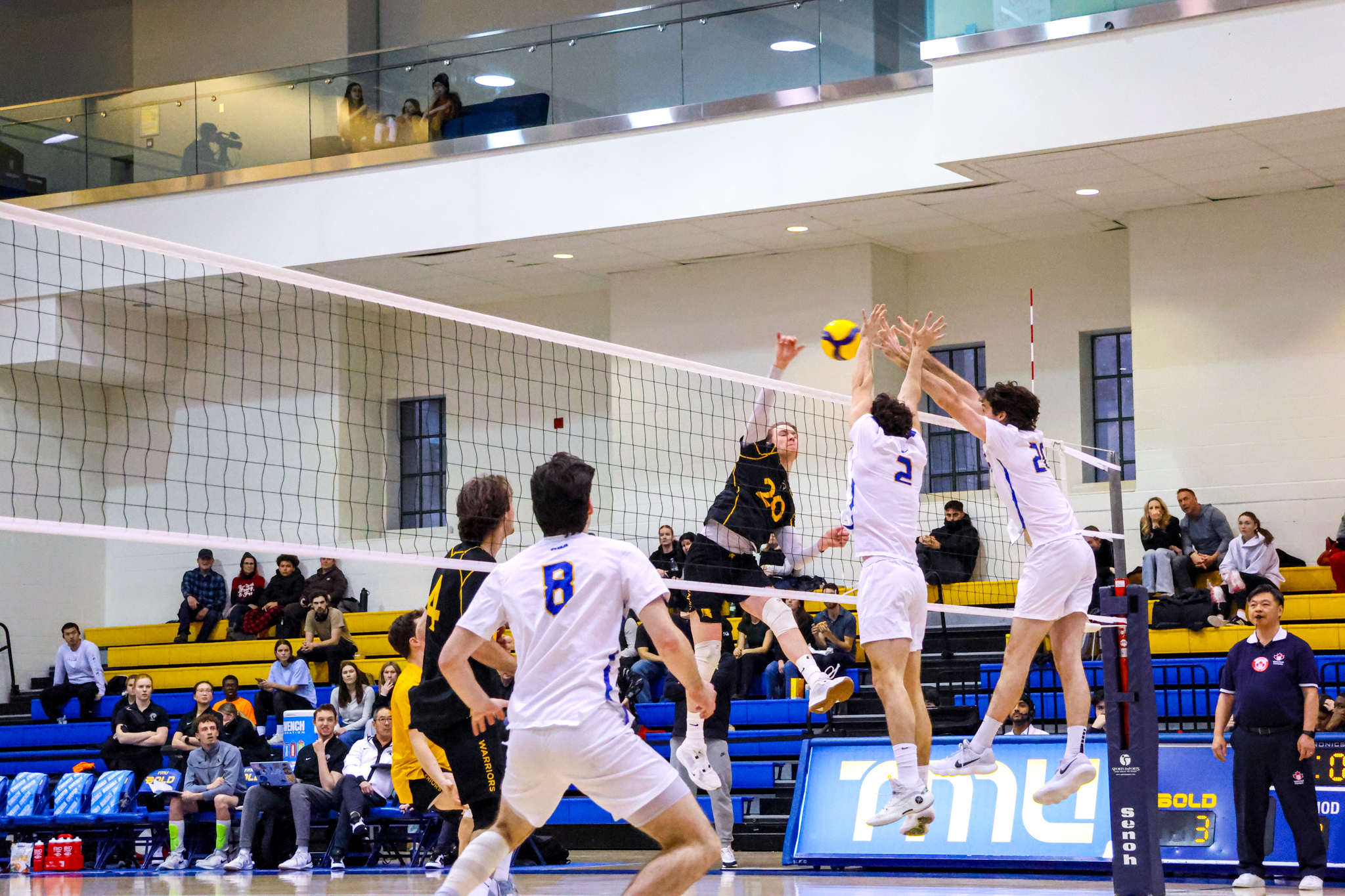 A Warriors player hitting the ball for a kill