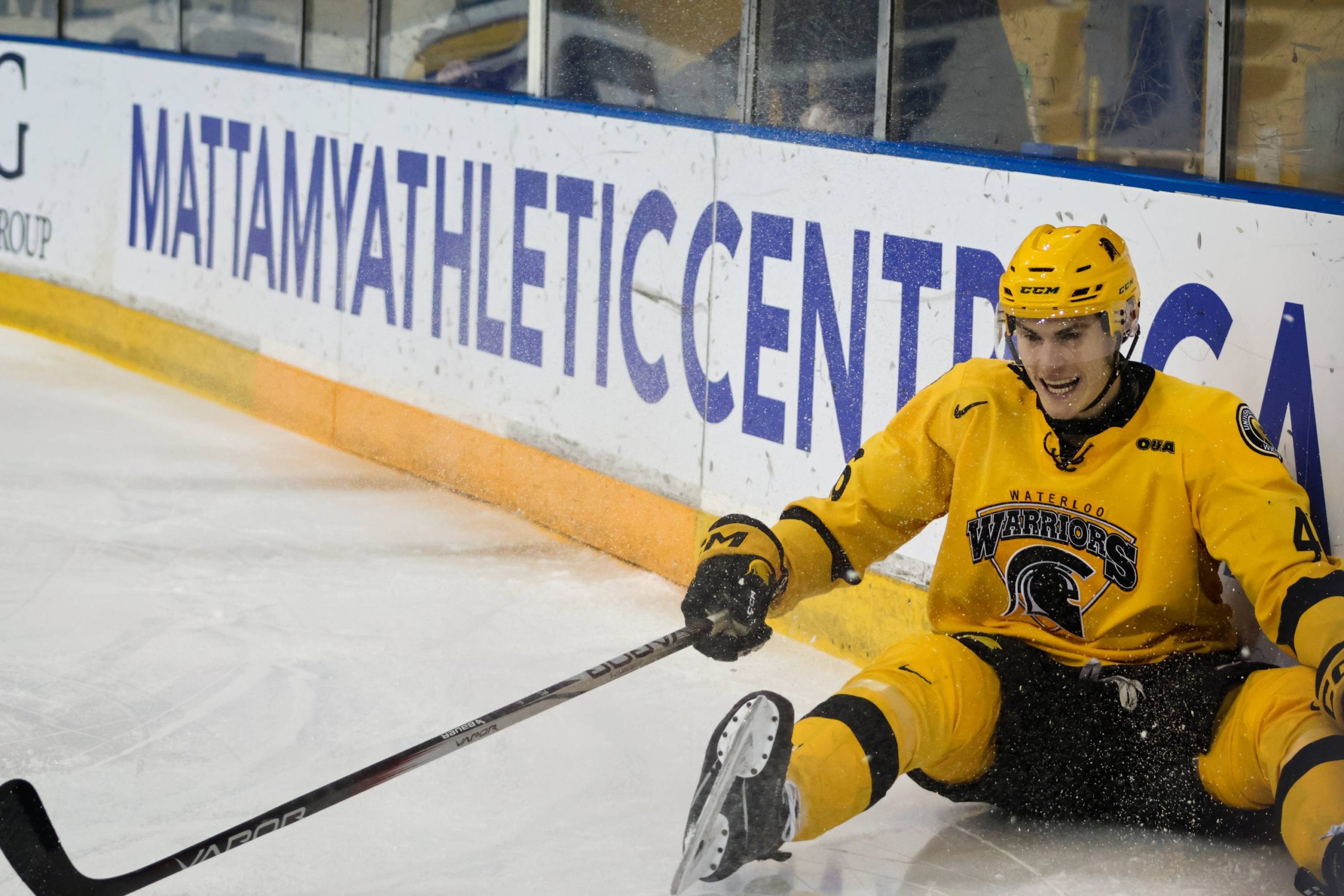 A warriors player in the floor