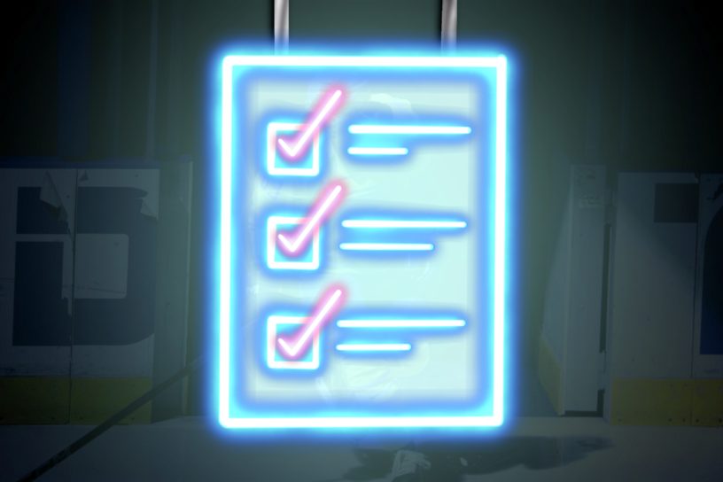 An illustration of a neon checklist.