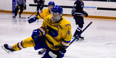 Daniil Grigorev celebrating his second goal of the night