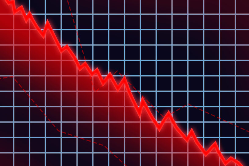 Illustration of a red line running from the top left of the image, to the bottom right of the image. Black and light blue grid in the background.