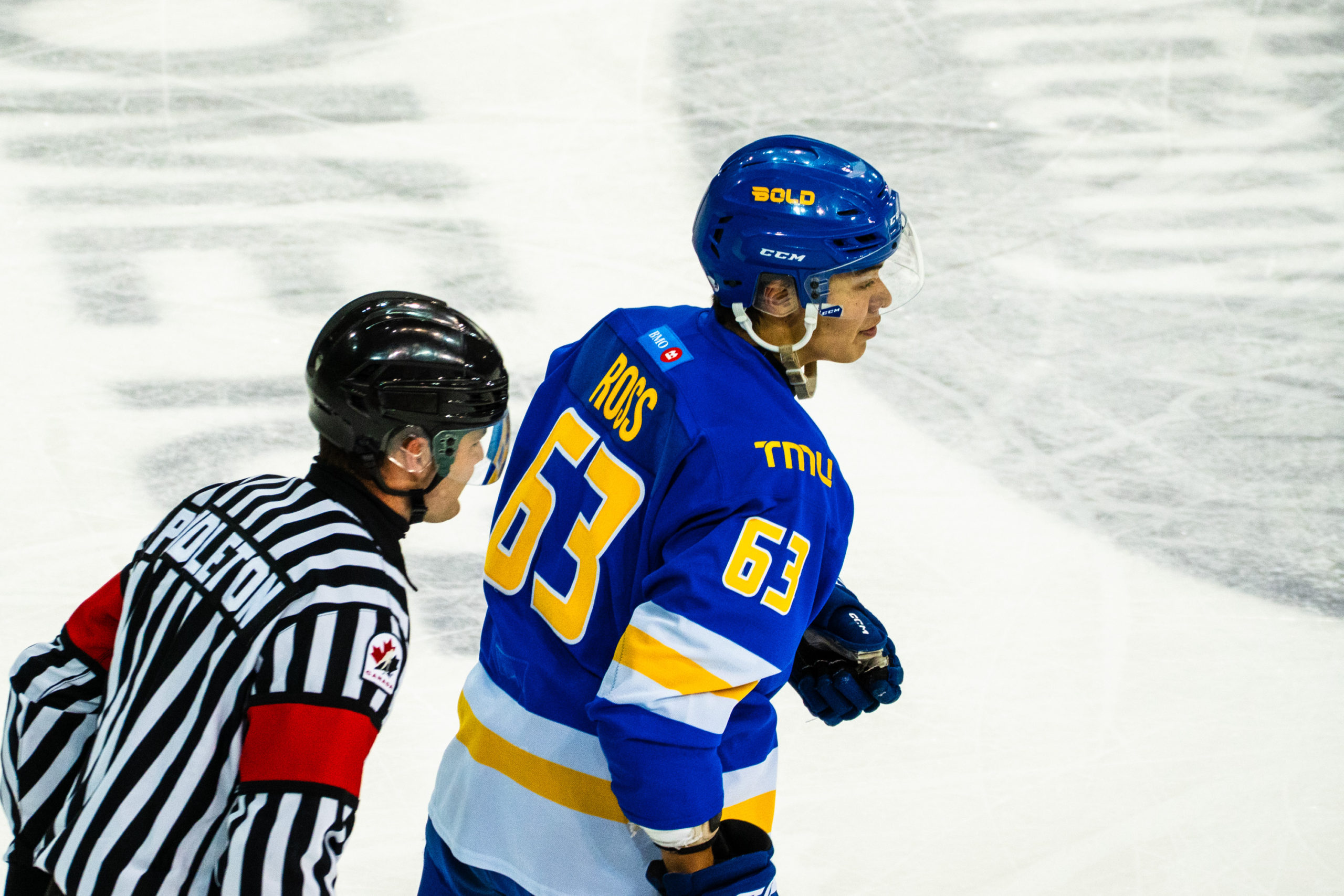 Liam Ross skates off after a whistle blow