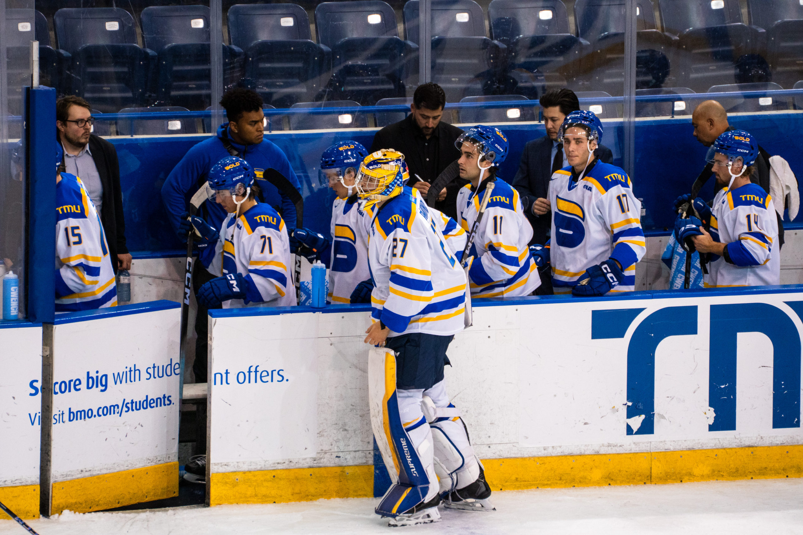 TMU walks off their bench