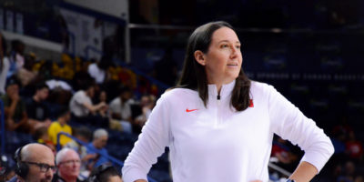 Carly Clarke is standing court-side at the Mattamy Athletics Centre (MAC)